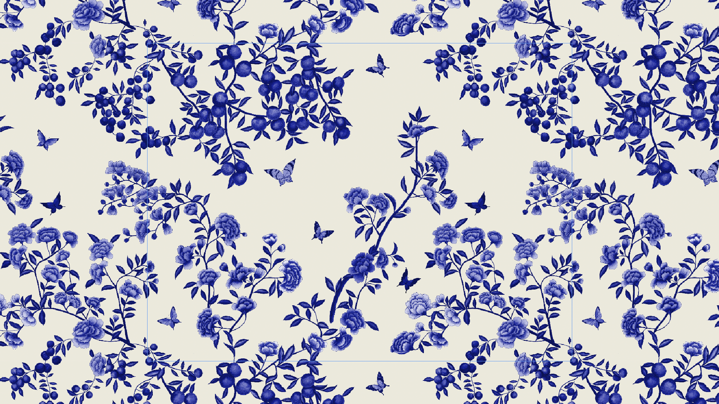 Fabric - A Butterfly's Dream - Delft Blue