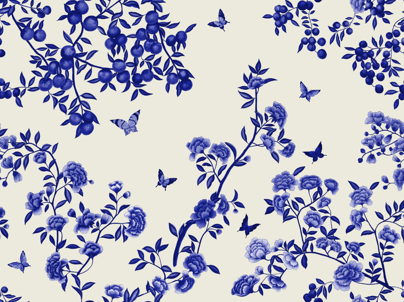 Fabric - A Butterfly's Dream - Delft Blue