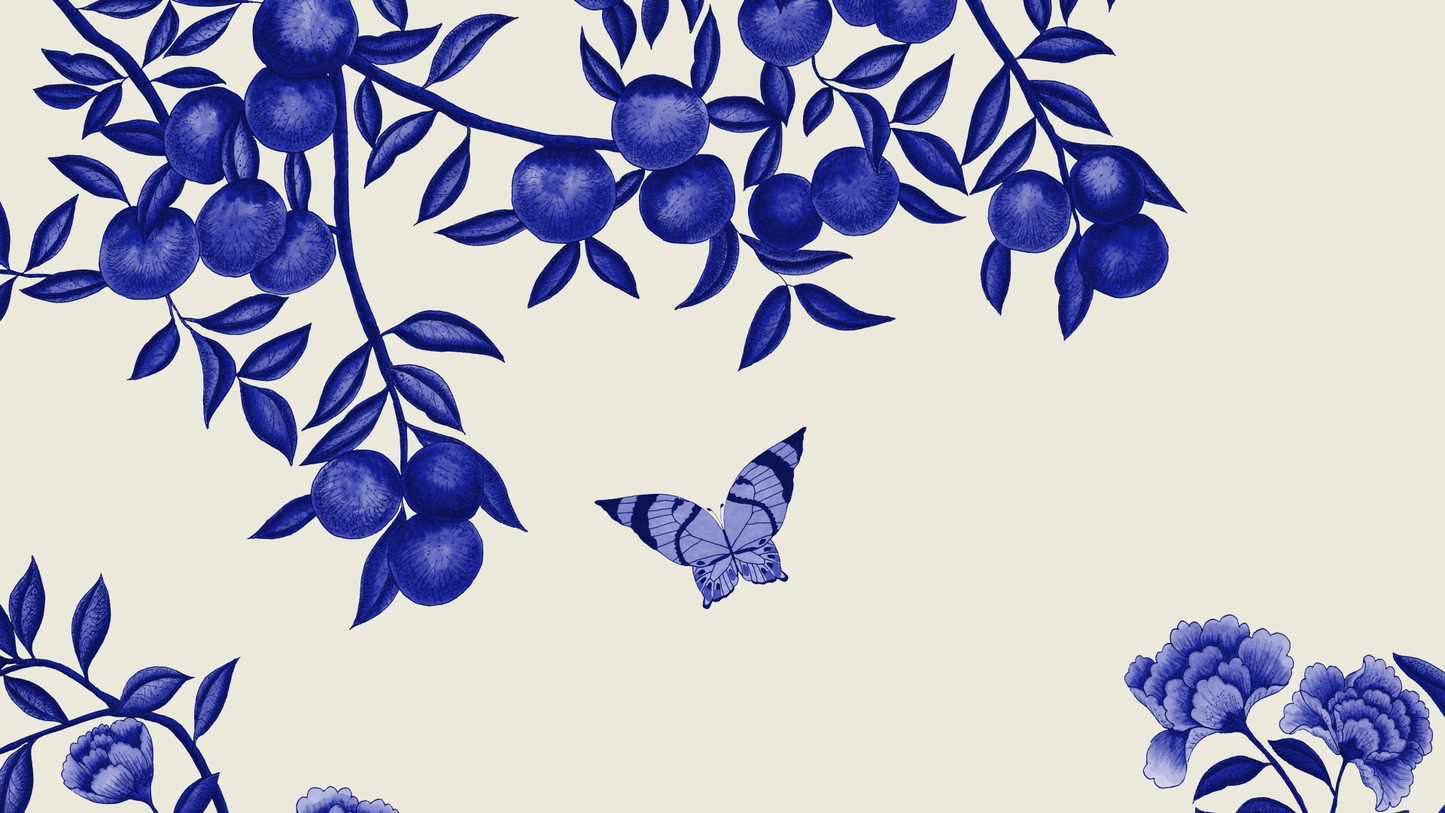 Fabric - A Butterfly's Dream - Delft Blue