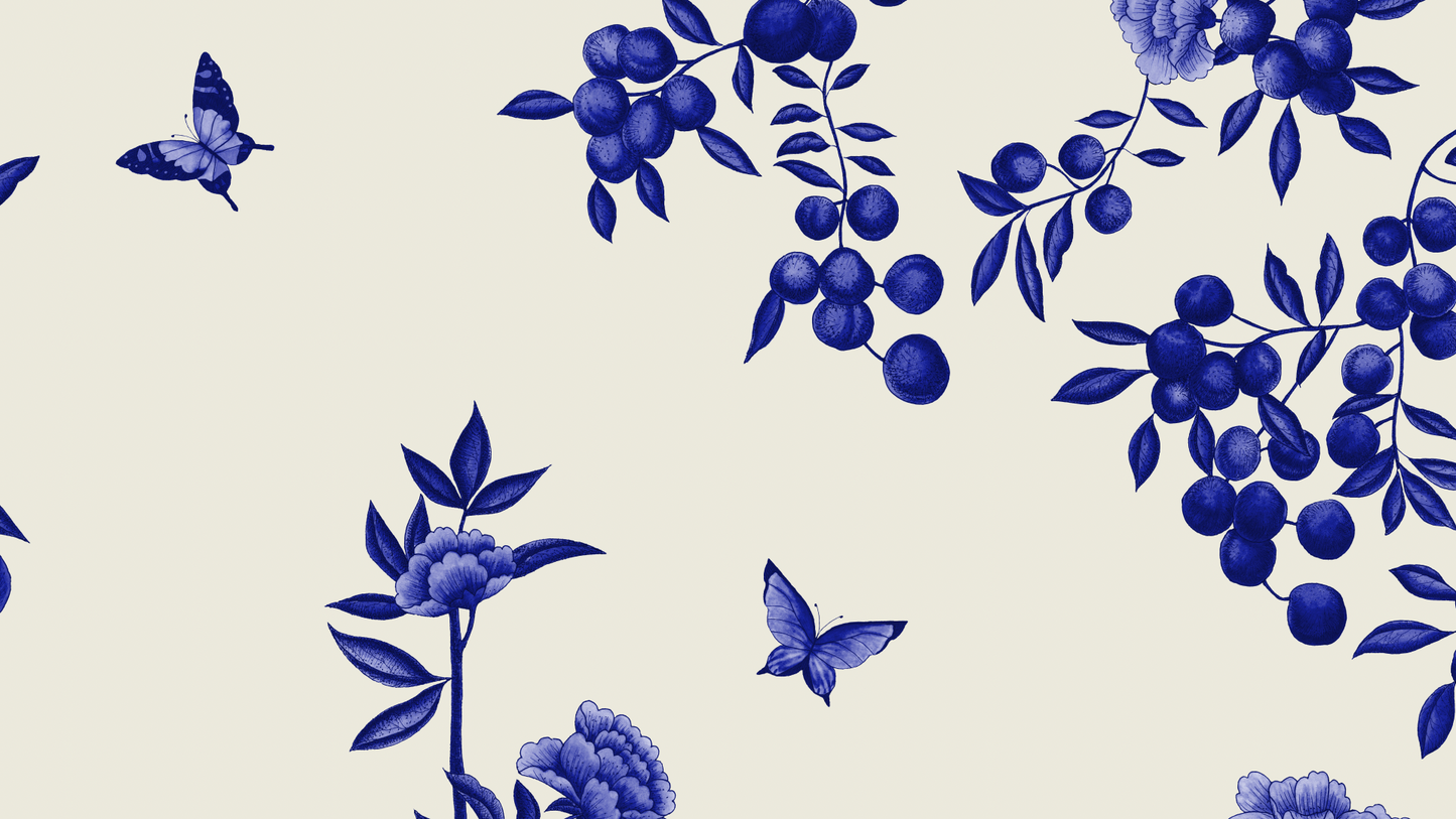 Fabric - A Butterfly's Dream - Delft Blue