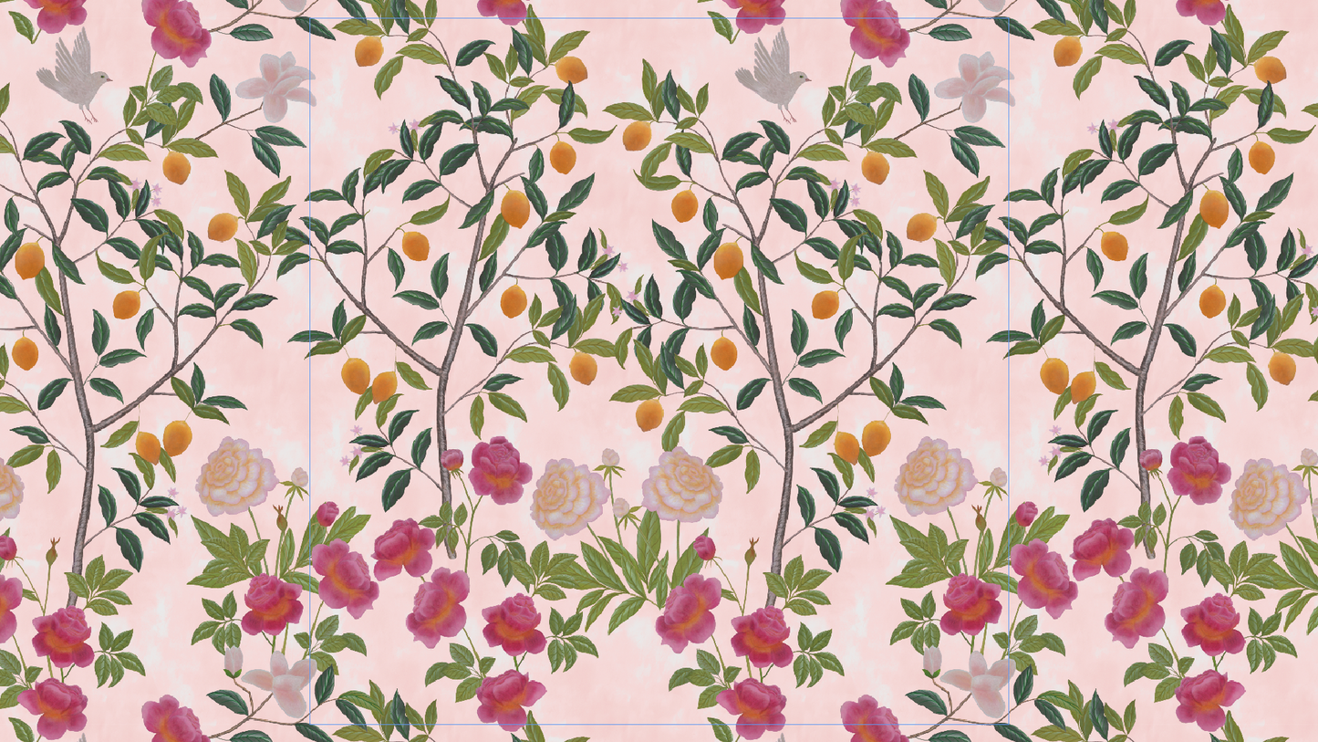 Fabric - Floral Lemon Grove - Powder Pink