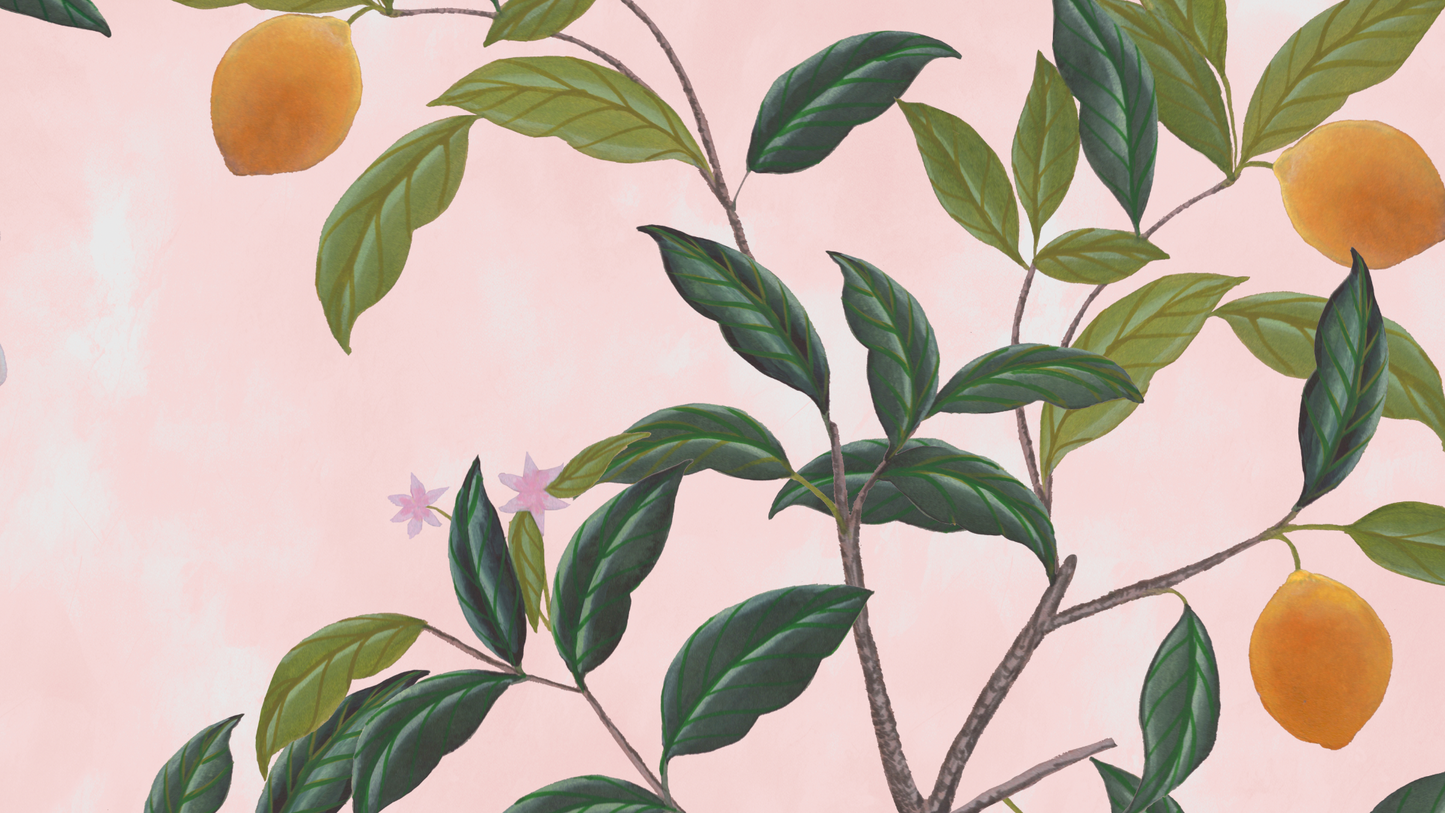 Fabric - Floral Lemon Grove - Powder Pink