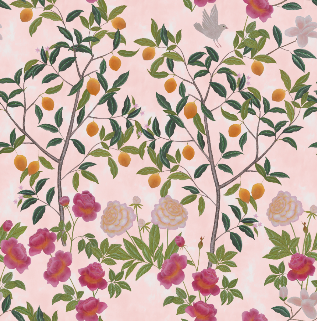 Fabric - Floral Lemon Grove - Powder Pink