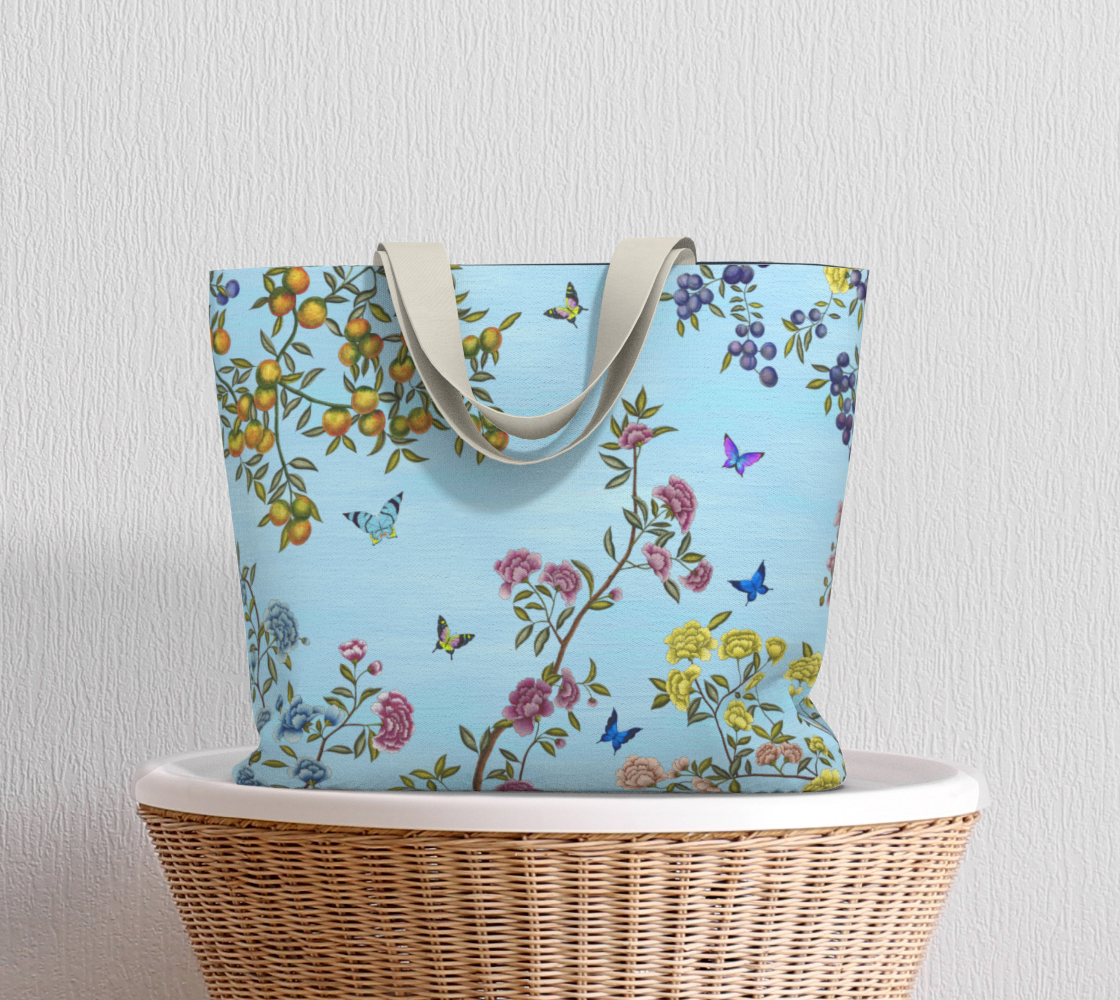 Large Tote Bag - A Butterfly's Dream - Baby Blue