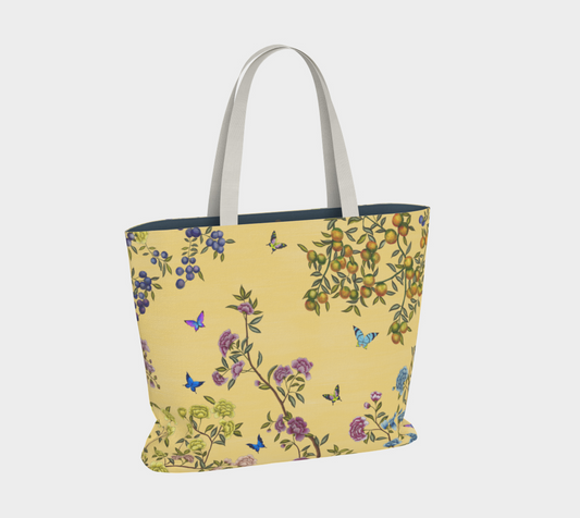 Large Tote Bag - A Butterfly's Dream - Custard Yellow