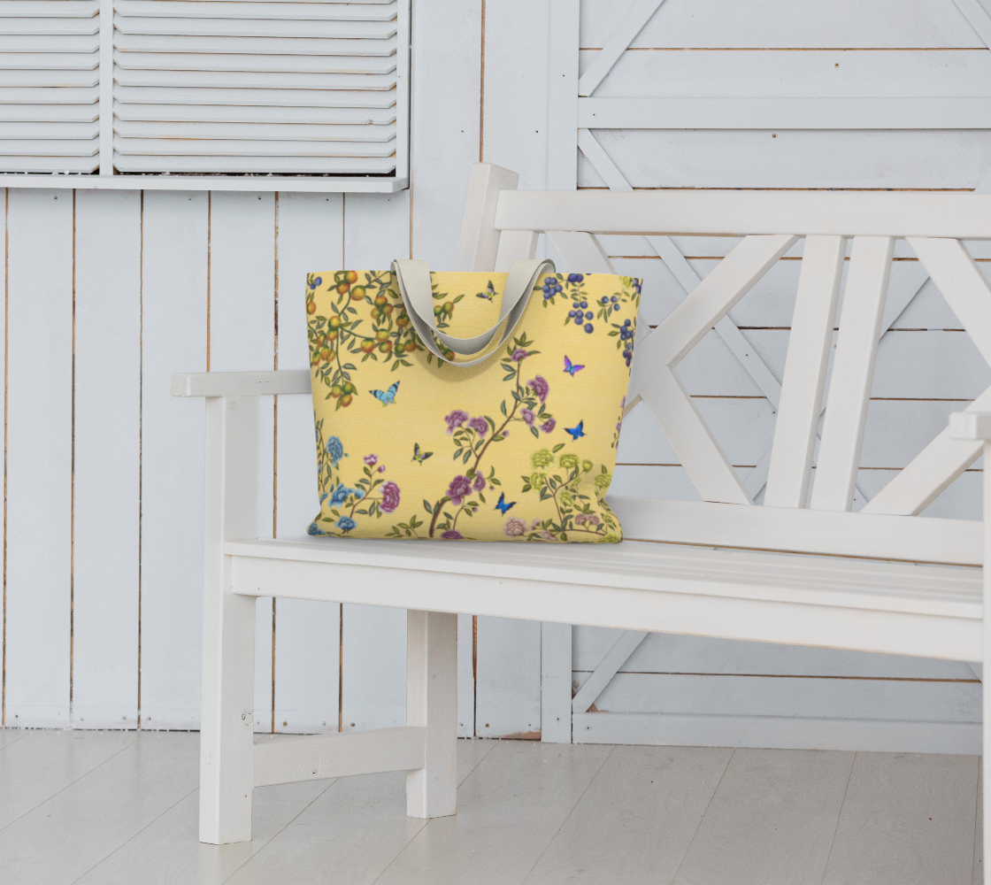 Large Tote Bag - A Butterfly's Dream - Custard Yellow