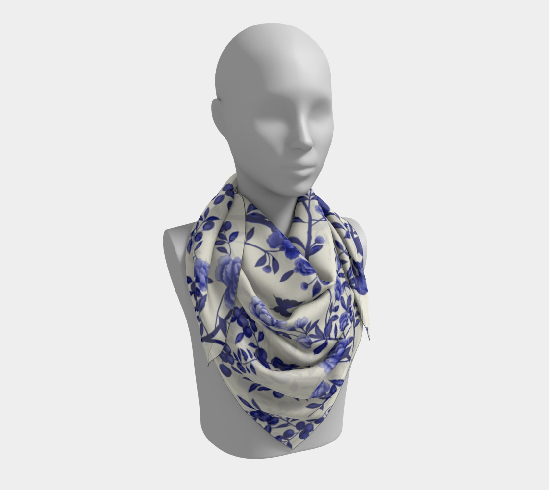 Square Scarf - A Butterfly's Dream - Delft Blue - Silk