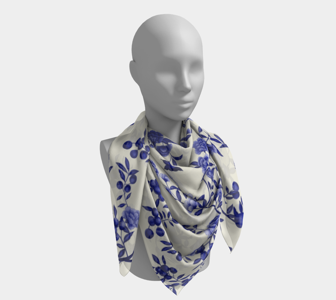 Square Scarf - A Butterfly's Dream - Delft Blue - Silk