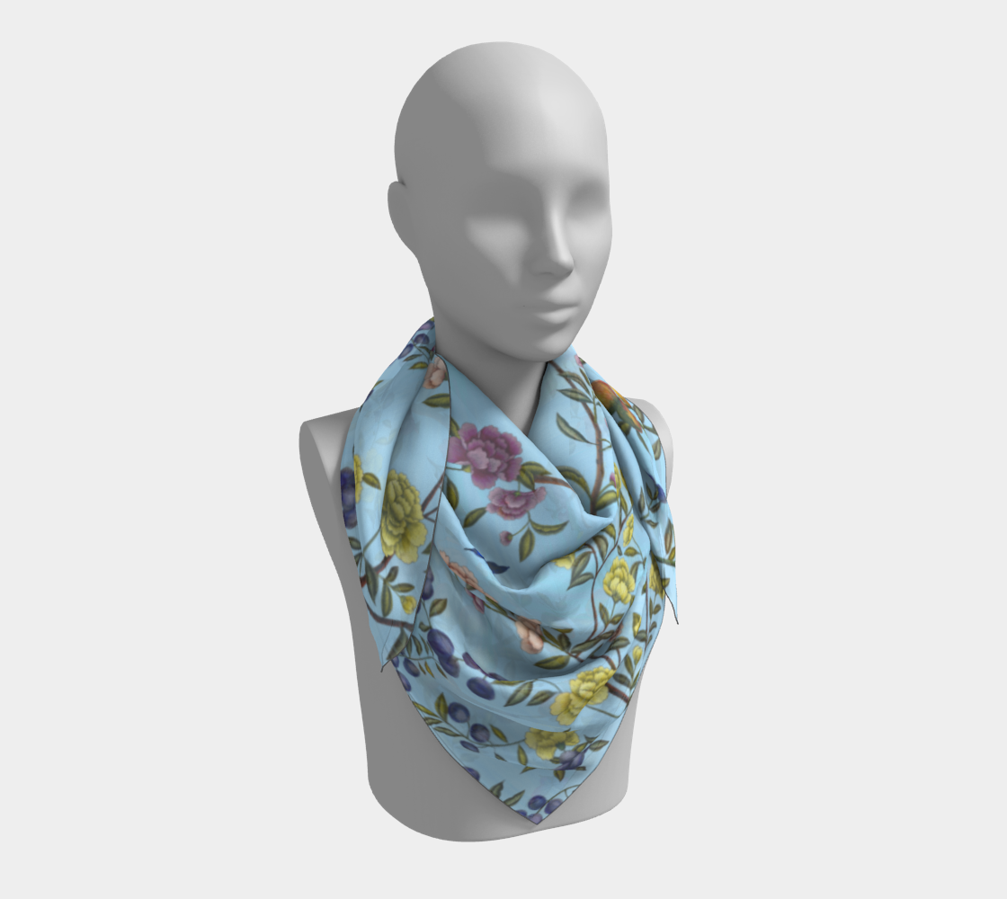 Square Scarf - A Butterfly's Dream - Baby Blue - Silk