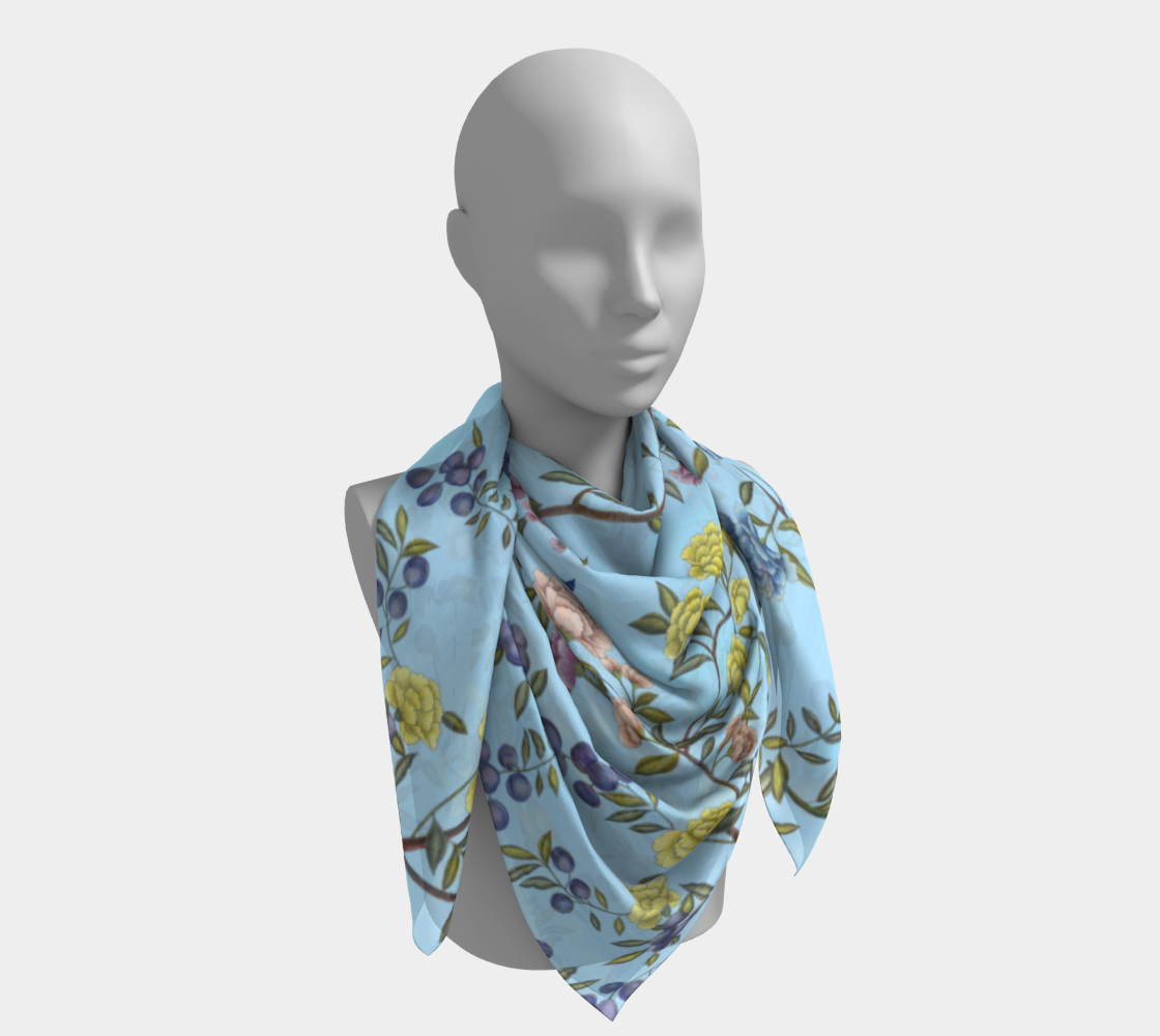 Square Scarf - A Butterfly's Dream - Baby Blue - Silk