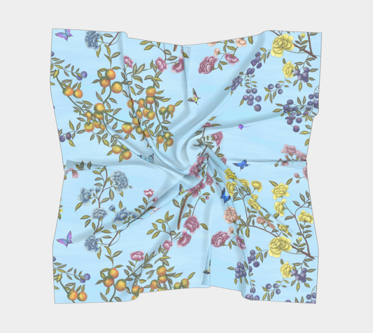 Square Scarf - A Butterfly's Dream - Baby Blue - Silk