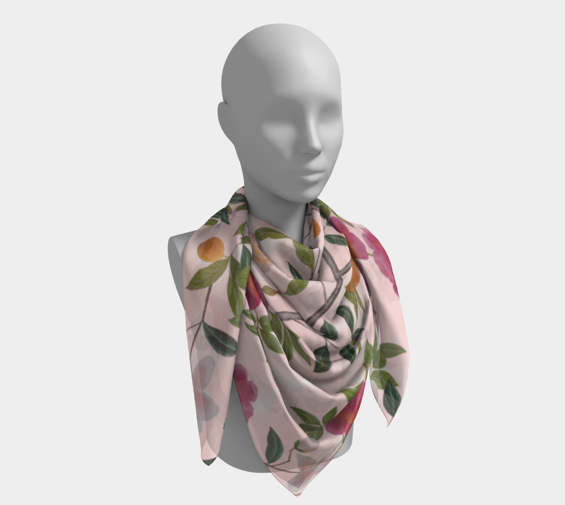 Square Scarf - Floral Lemon Grove - Powder Pink - Silk