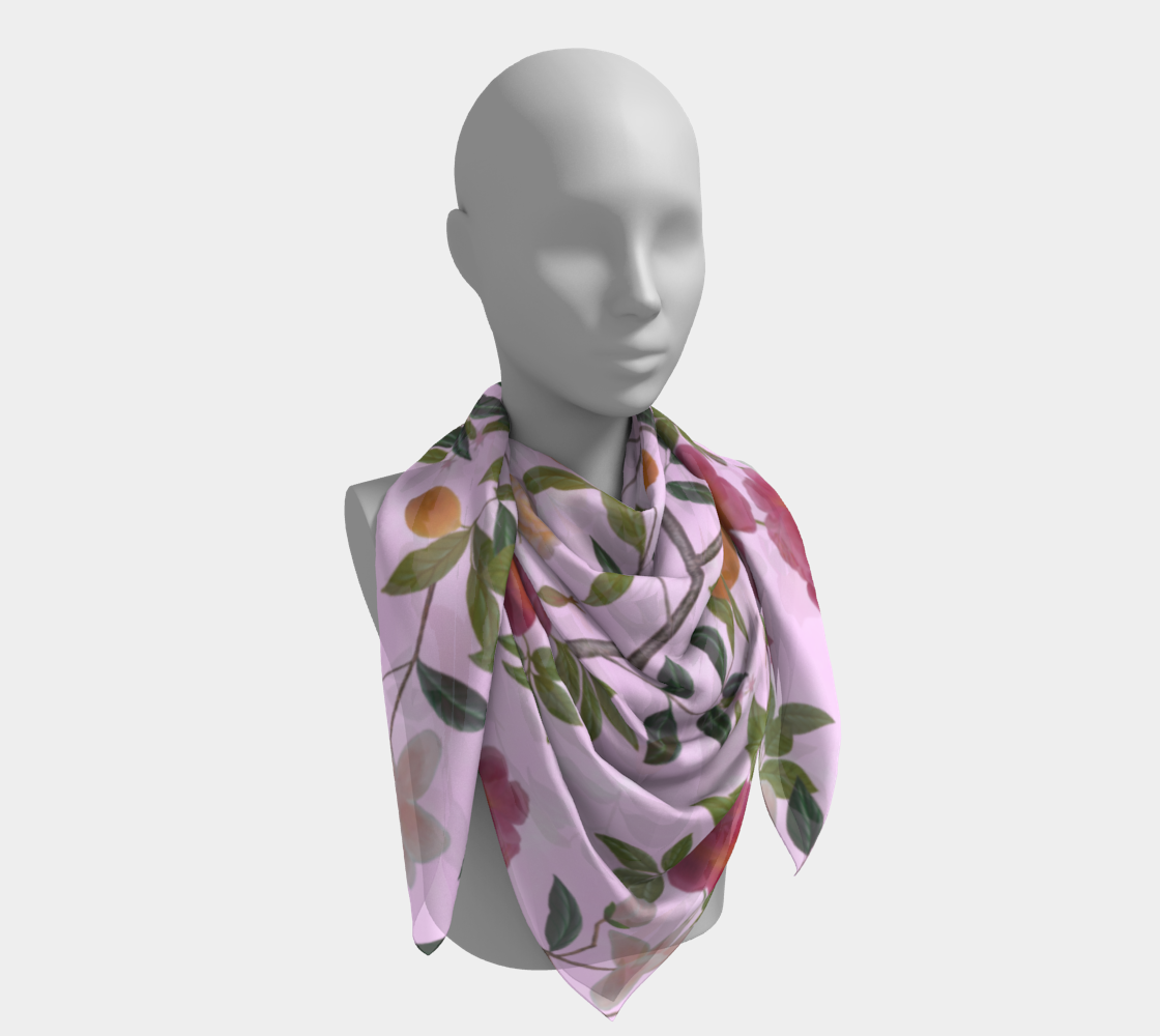 Square Scarf - Floral Lemon Grove - Cobalt Violet - Silk