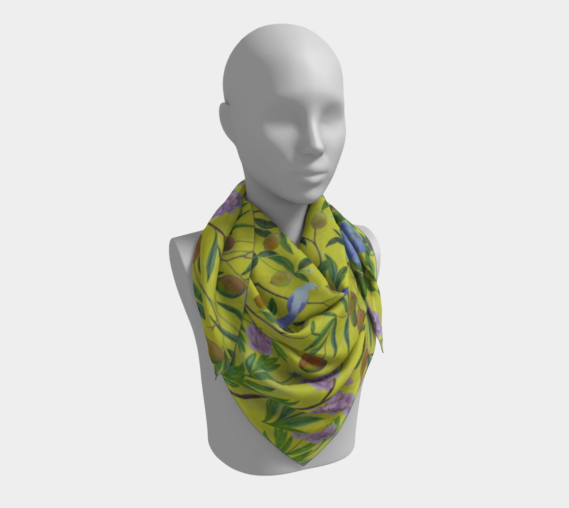 Square Scarf - The Garden Party - Yellow - Silk